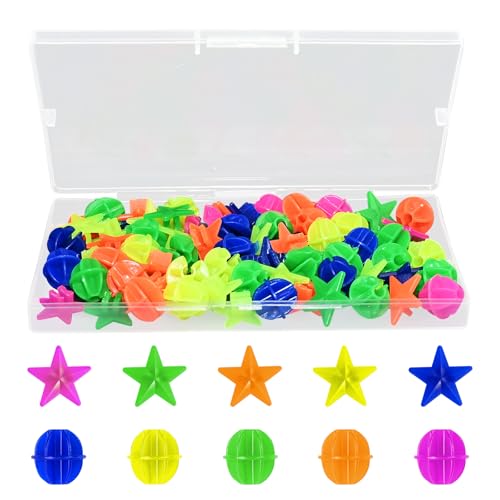 GAQWOK 72-Piece Colorful Bike Wheel Spoke Beads - Assorted Shapes & Colors with Storage Box - Bike Decorations for Schwinn Accessories