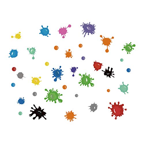 Nursery Ns-1 Slime Colorful Paint Wall Window Decal Stickers For Kids, Rainbow Decorations Watercolor Classroom Art Living Playroom Bedroom Kindergarten Ink Painting For Party #TOP5