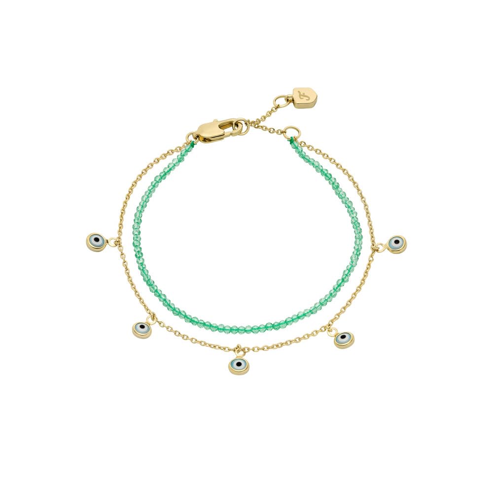 Fossil Damenarmband mit halbedlen Perlen und Karabinerverschluss