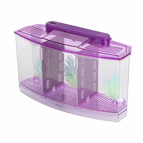 2 Betta Fish Tank with Divider, Aquarium Fish LED Acrylic Three Divisions Breeding Isolation Box for Small Fishes Aquarium Fish ()