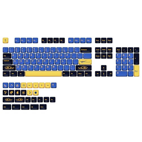 Image of KBDiy Blue Samurai Keycaps Set,KOA Profile Five Sides Dye-Sublimation PBT Retro Custom Keyboard Keycap,131 Keys Cap Set for Cherry Gateron MX Switches Mechanical Keyboards