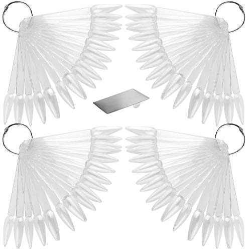 WXJ13 200 Pcs Nail Art Sticks Transparent Nail Art Practice Stiletto Nail Sticks and 1Pcs Nail Palette