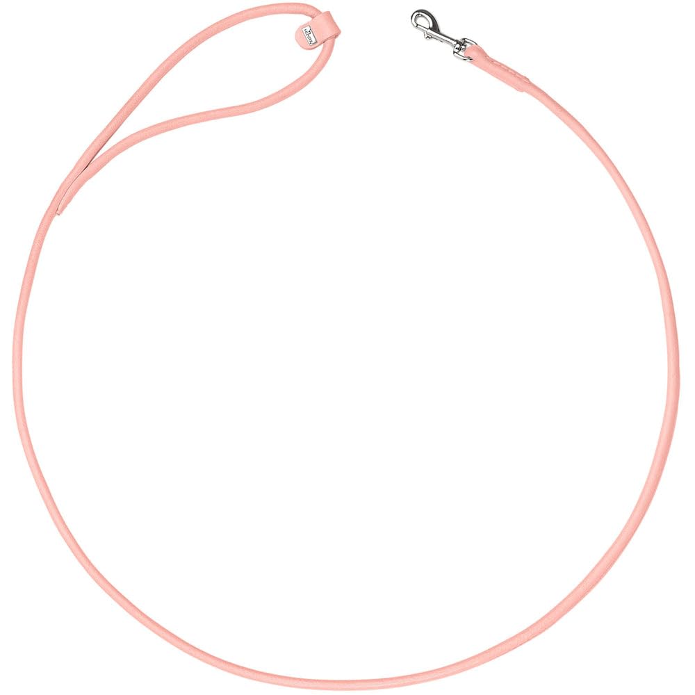 Hunter SOHO Round Mini Dog Lead Light Pink Cowhide Leather with Hand Strap Soft & Smooth Lightweight & Robust for Small Dogs and Puppies Made in Germany Size: 6/140