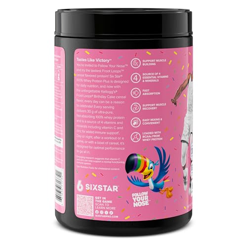 Image of Six Star Whey Protein Powder Plus | Muscle Building & Recovery Plus Immune Support | Muscle Builder for Men & Women | Kellogg's Froot Loops Birthday Cake Flavor | 1.5lb