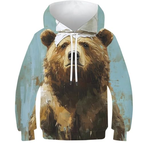 Sweat-shirt à capuche enfants avec ours 3D vêtement d'extérieur chaud 10-12 ans