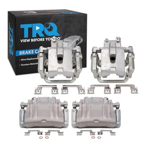 Image of TRQ Front and Rear Brake Caliper Set Zinc Coated Brackets Compatible with 2012-2016 Chrysler 300 Dodge Challenger Charger