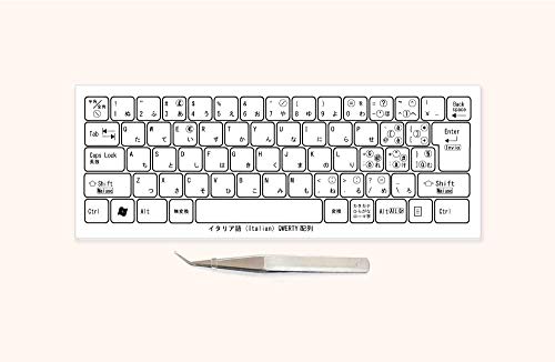 イタリア語 マルチリンガルキーボードラベル 貼付用ピンセット付属(白キーボード対応/文字色:黒)