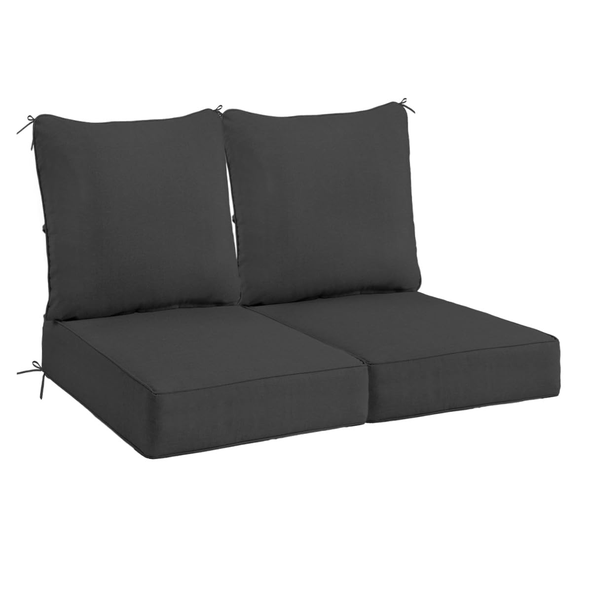 Sundale Outdoor Olefin Deep Seat Cushion Set of 2, Patio Chair Cushion and Pillow, Water-Resistant Sectional Sofa Pad with Straps Dark Gray, 23 x 26 x