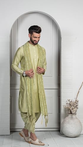 Men's Kurta Dhoti Dupatta Set - Traditional Indian Ethnic Wear for Men - Ideal for Weddings, Festivals & Celebrations2