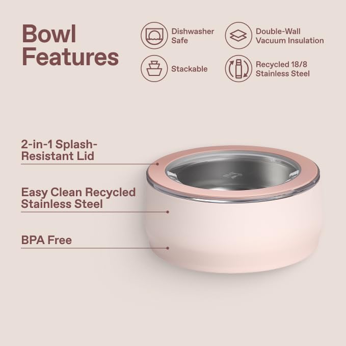 STANLEY Pet Bowl with Lid, 24 oz (3 Cups), Rose Quartz Insulated Stainless Steel - image 3