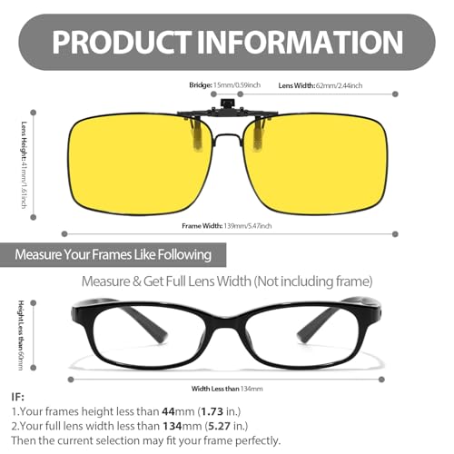 Myiaur Night Vision Clip on Glasses for Men Women, Polarized Flip Up Glasses for Night Driving Anti Glare3