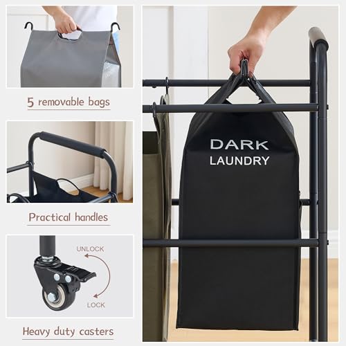 Tajsoon 5 Bag Laundry Sorter Cart thumb #3