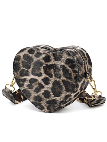 Y2K Style Leopard Print Shoulder Crossbody Bag, Women's Heart-Shaped Bag, Suitable for Daily Casual, Dating, and Party Use
