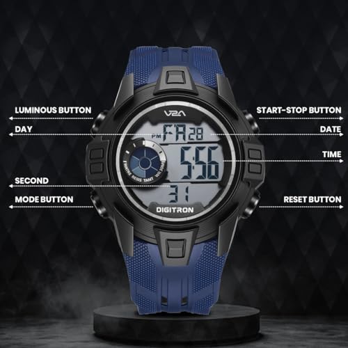 Image of V2A Digitron 2117 Sports Watch for Men & Boys | Alarm, Stopwatch, 12 /24H | 3 ATM Water Resistant | Luminous Display | Gifts for Men & Boys