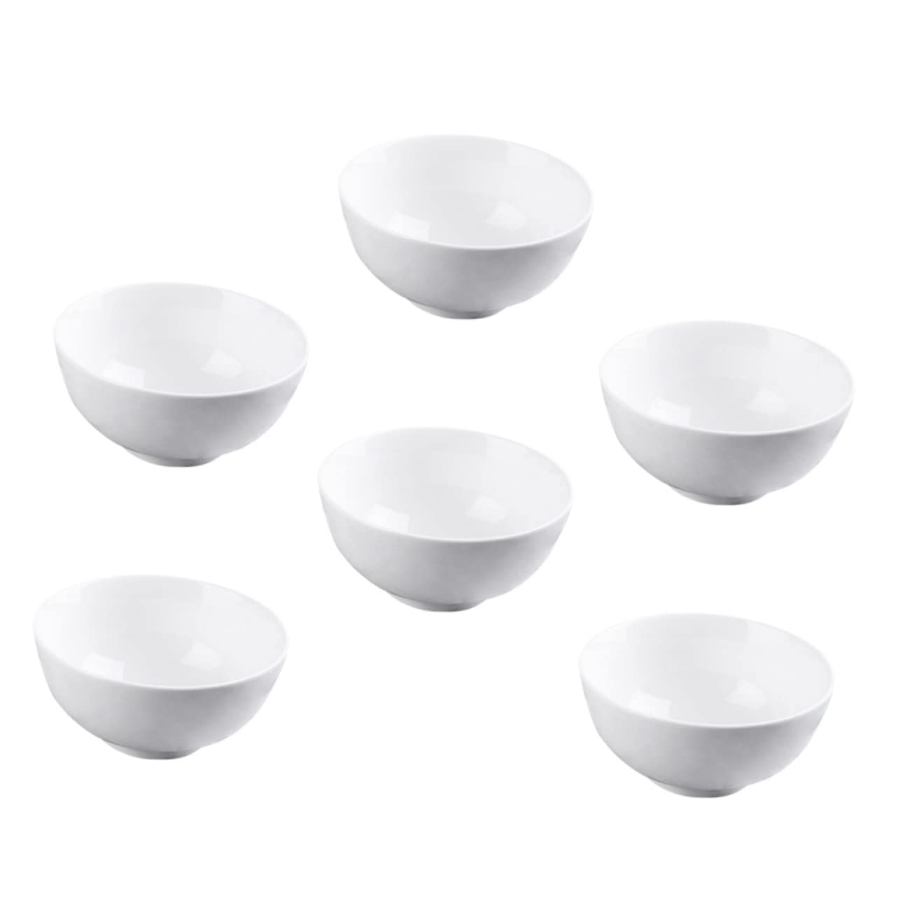 Ciieeo 6Pcs White Porcelain Rice Bowls Insulated Serving Bowls for Home and Restaurant Use and Food Tableware for Rice Soups and Snacks