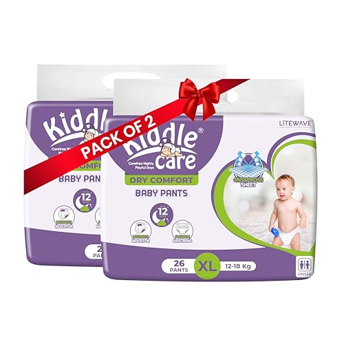 Image of Dry Comfort Baby Diaper Pants Advanced Soft |Extra Large (XL) | 12-18 Kg |Pack of 2 |52 Pieces| Up to 12 Hours Protection, Prevents Leakage, Wetness Indicator