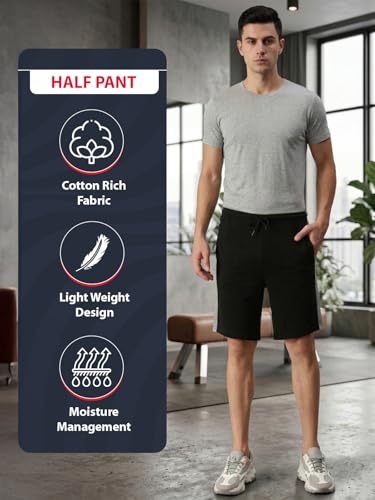 Image of Lux Cozi Men's Cotton Regular Fit Solid Shorts with Side Pockets | Shorts for Men | Pack of 1