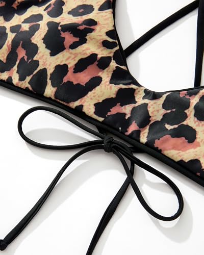 SUUKSESS Women High Waisted Thong Bikini Set Reversible String 2 Piece Swimsuit