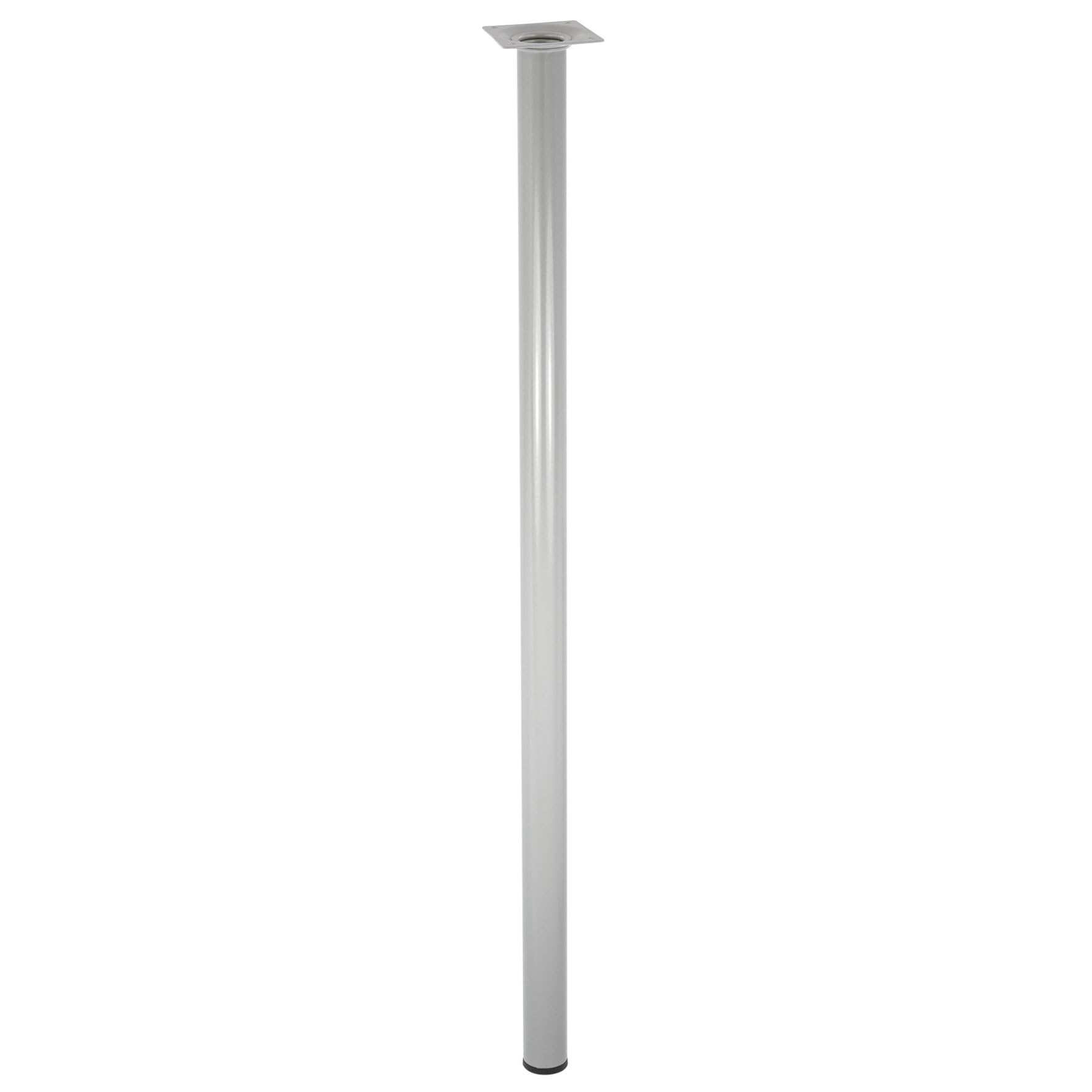 Wagner Classic Retro 12127001 Furniture Leg/Table Leg/Furniture Foot Diameter 30 x 700 mm Integrated Screw-On Plate 60 x 60 mm Internal Thread Diameter 10 mm Powder-Coated Steel Aluminium Silver