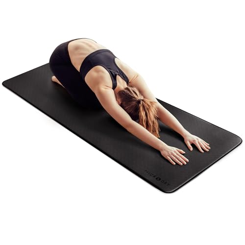 Image of MICRODRY Deluxe Fitness Exercise Yoga Mat for Home & Gym, Extra Thick for High Impact Training, Multi Layered Skid Resistant Surface, Odor Neutralizing with Carrying Strap