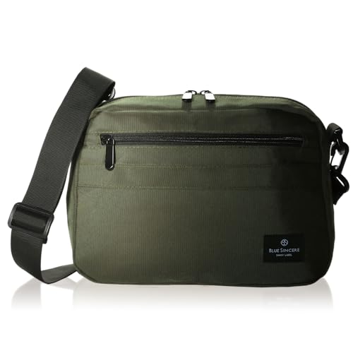 [BLUE SINCERE] ショルダーバッグ メンズ 撥水 軽量 ７ポケット フラップレス 斜めがけ バック ワンショルダー カバン 鞄 磁気 防止 RFID スキミング防止 / SHB11 (グリーン)