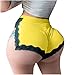 Womens Lace Trim Shorts High Waisted Comfy Soft Stretch Cheeky Panties Underwear Briefs Sleep Lounge Pants Bottoms Yellow