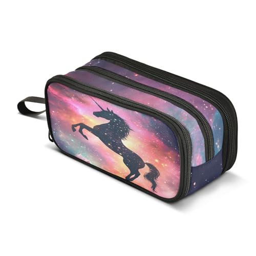 Image of Unicorn Galaxy Sky Pencil Case Box Boys Girls Large Pencil Pouch Zipper Compartments Big Capacity Stationery Pen Bag Organizer for Kids Teens Adults School Office