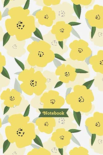 Notebook: Unlined Journal - 6 x 9 in unruled notebook - 100 blank plain pages - Yellow flower floral cover design