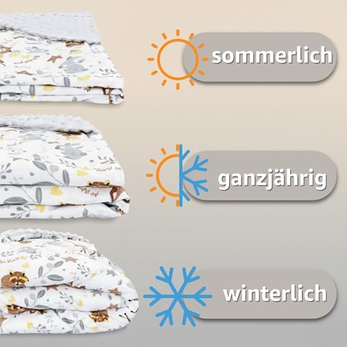 Einschlagdecke Babyschale Decke Kinderwagen 90 x 90 cm - universal Baby Babydecke für Buggy Autositz Winter Baumwolle Minky Teddybären – Ansicht 3