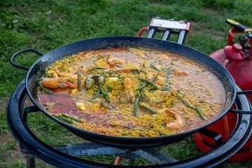 Alises Paella Főzőkészlet 46cm Zománcozott Serpenyővel, Gázégővel és Állvánnyal