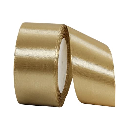 Wide Satin Champagne Ribbons - 40mm x 22m, Thick Ribbon for Gift Wrapping Cake Decorations, Crafting, Weddings, Parties