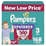 Pampers Diapers - Cruisers 360 - Size 3, 168 Count, Babyproof, up to 100% Leakproof Pull-On Diaper (Packaging May Vary)