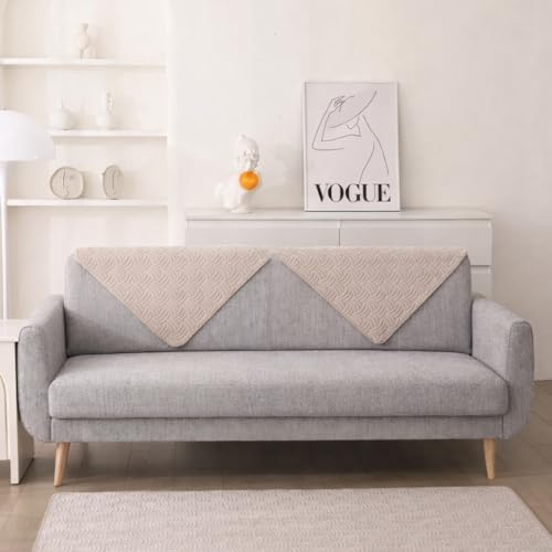 Image of HOMETHREADS Innovative Premium Velvet Sofa Cover Mat with PVC Backing for Non-Slip Comfort (C Beige, 1Pc Backrest | 70x70cm)