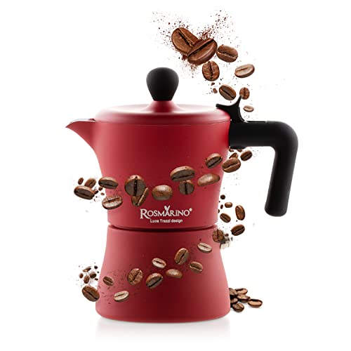 Cafeteras Induccion ROSMARINO Cafetera espresso para inducción y todo tipo de fuegos, para auténtico café italiano, 3 tazas