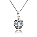 Luna Azure Colored Gem Moonstone Vintage Style 925 Sterling Silver Pendant Necklace 18" Women Girls Gift Present Jewelry