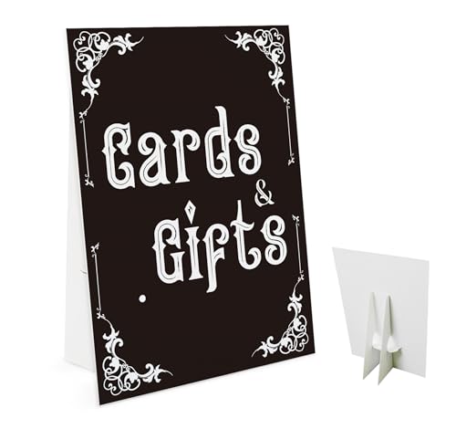 Cards and Gifts Black Gothic Wedding Sign, Halloween Table Sign,