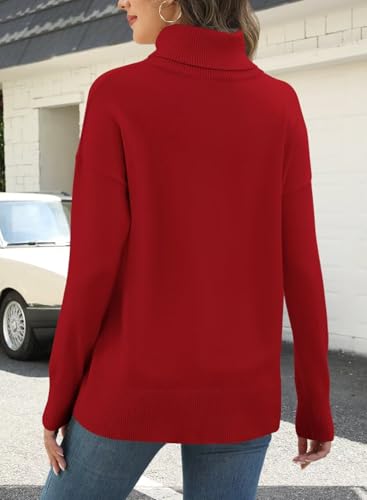 Image of ANFTFH Womens Turtleneck Sweater 2025 Ribbed Knit Top Pullover Sweaters