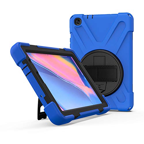 Coque Samsung Galaxy Tab A 10.1 2019 JZ avec support rotatif 360 et dragonne bleu