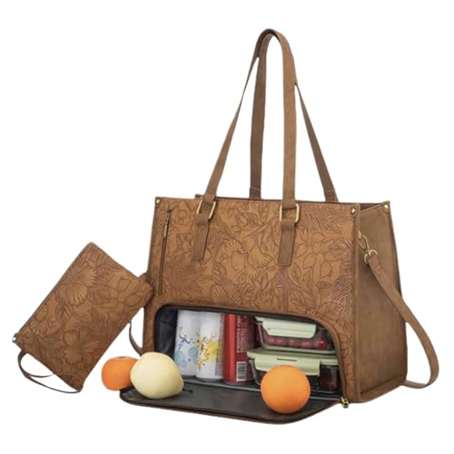 Bolso Porta Comidas para Mujer | Bolso Térmico Grande Para Comida De Trabajo | Bolso de Mano Térmico Gran Capacidad para Viajes Informales, Portátil, Oficina y Trabajo