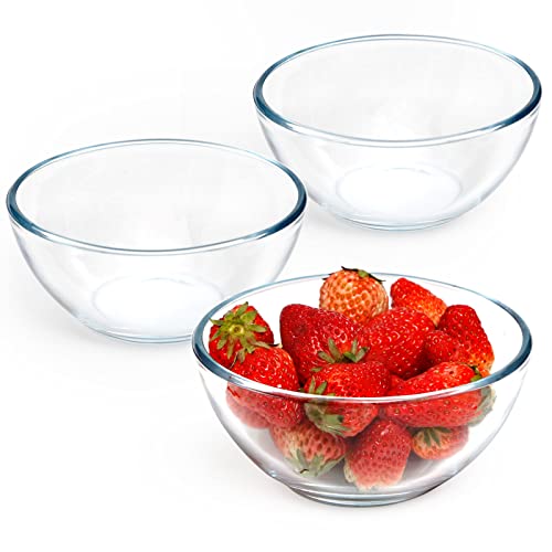 NUTRIUPS Glasschale Glas Rührschüsseln Set Glas Salatschalen Glasschalen Glas Rührschüsseln Mikrowellengeeignet Klarglasschalen zum Mischen, Aufbewahren, Vorbereiten von runden Schüssel (5 Zoll)
