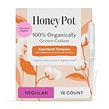 The Honey Pot Company - Regular Absorbency - 100% Organic Cotton Core Tampons w/Bio Plastic Applicator - Feminine Care – Unscented - 18 Count