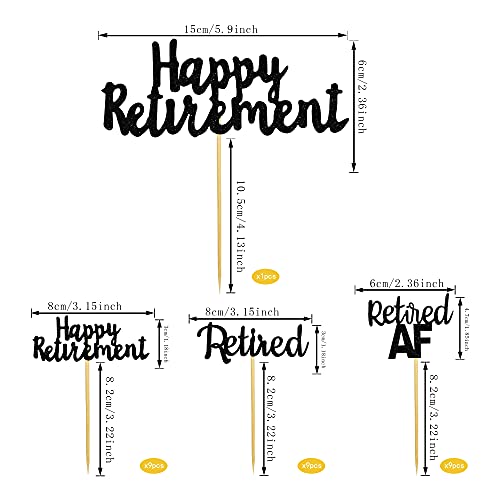 28 Pcs Black Happy Retirement Cake Topper Glitter Retirement Party Supplies Decoration #TOP2