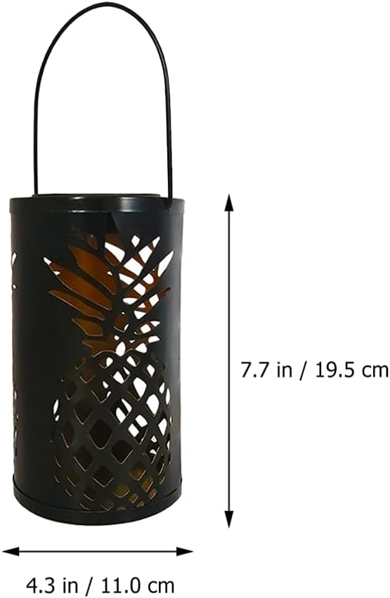 Uonlytech Solar Lantern Lights Outdoor Metal LED Hanging Solar Lights Retro Pineapple Pattern Projection Lamp for Porch Garden Outdoor Decor