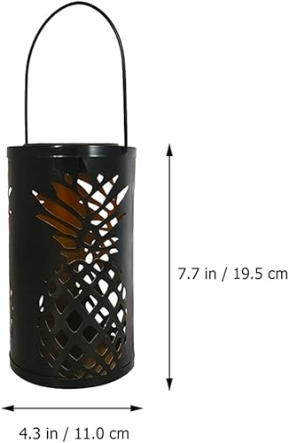 Miniatura 7 de Uonlytech Farol solar para exteriores, de metal, LED, luces solares colgantes, retro, patrón de piña, lámpara de proyección para porche, jardín,