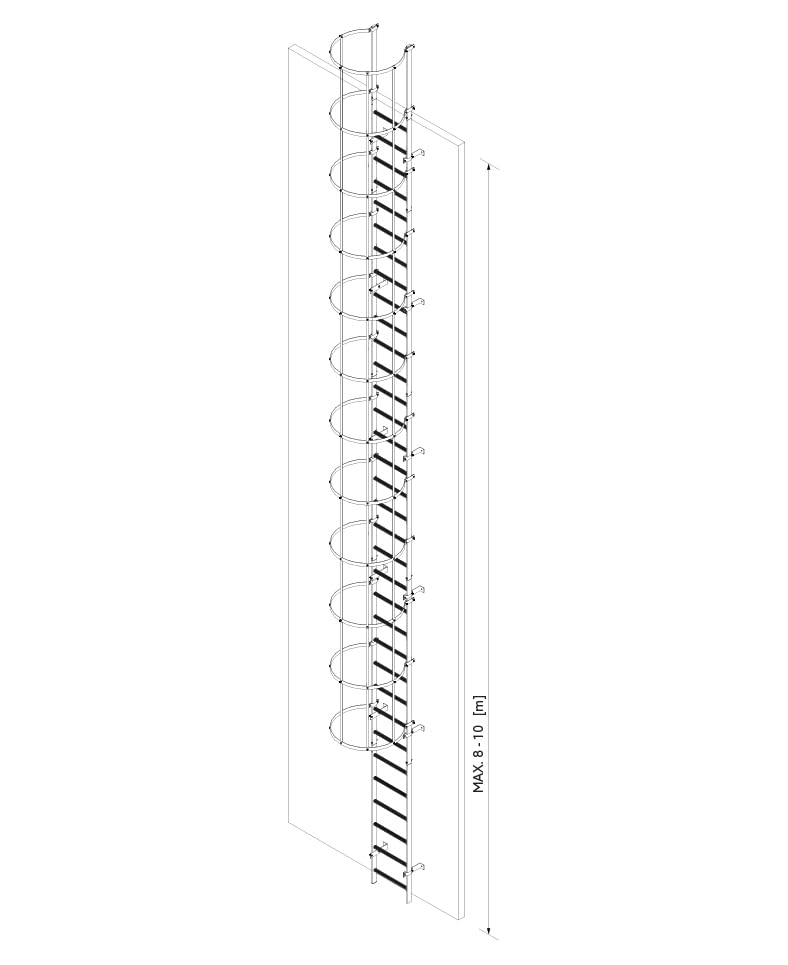 Échelle De Secours DRABEST Modulaire - Acier Galvanisé - Charge 150kg - 4-6m - Pour Intérieur/Extérieur
