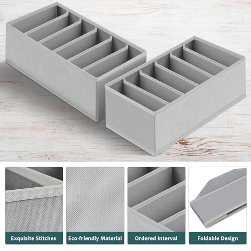 Homsorout Schubladen Organizer für Unterwäsche - 2er Set Schrank Organizer für PAX Kleiderschrank, 30 x 15 x 9 cm Baby Wickelkommode für Socken, Kinderkleidung, Grau