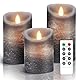 AiiBowy Led Kerzen [3er Set] Flammenlose Kerze Echtwachs Flackernde Dimmbar mit Batterie Fernbedienung Weihnachtskerzen LED Flammen 4/5/6” Tischdeko, Wohnzimmer, Weihnachten, Hochzeit, Party （Grau）