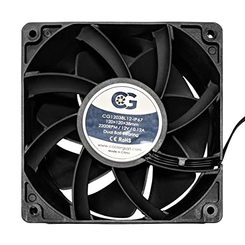 Coolerguys 12vDC Waterproof IP67 Fan (Low Speed, 120x38mm)