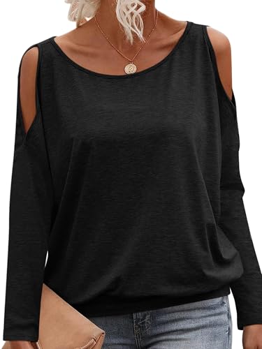 EasyGala Womens Cold Shoulder Tops Banded Bottom Long...