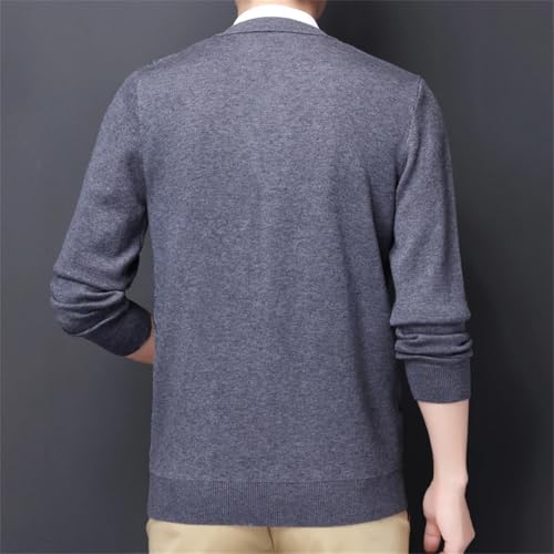 Men Sweater Buttons Down Plaids Vintage Knit Sweater Thick for Winter V Neck Cardigan3